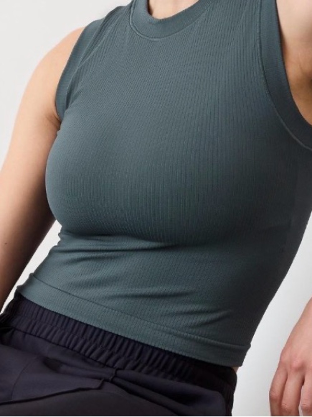 Athleta Dark Teal Ribbed Cropped Muscle Tank
